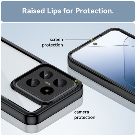 WANLONFENG For Xiaomi 14 Phone Case  XC Series TPU Acrylic Cover with Tempered Glass (Big Lens Hole)