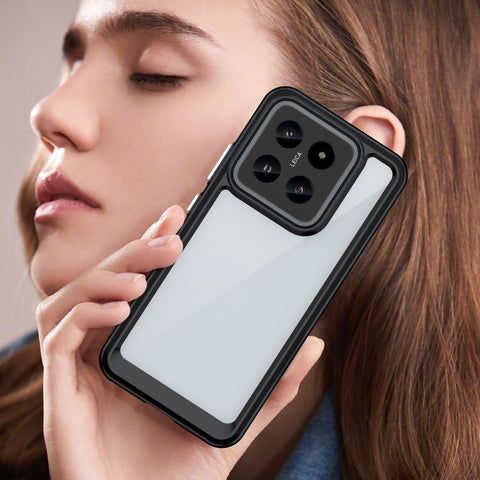 WANLONFENG For Xiaomi 14 Phone Case  XC Series TPU Acrylic Cover with Tempered Glass (Big Lens Hole)