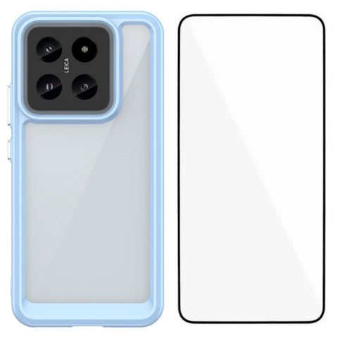 WANLONFENG For Xiaomi 14 Phone Case  XC Series TPU Acrylic Cover with Tempered Glass (Big Lens Hole)