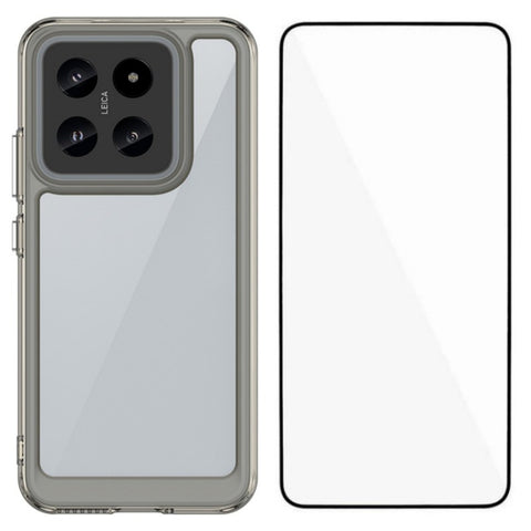 WANLONFENG For Xiaomi 14 Phone Case  XC Series TPU Acrylic Cover with Tempered Glass (Big Lens Hole)