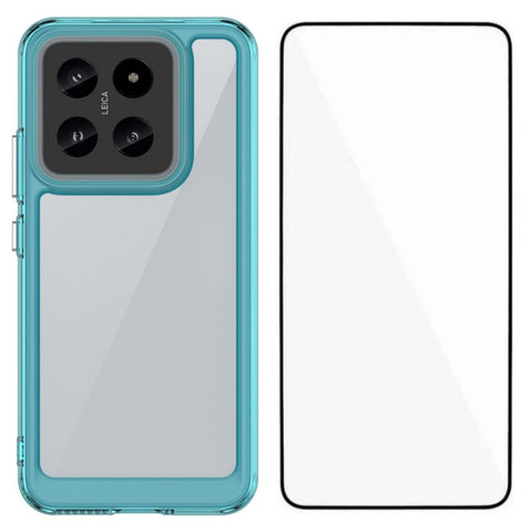 WANLONFENG For Xiaomi 14 Phone Case  XC Series TPU Acrylic Cover with Tempered Glass (Big Lens Hole)