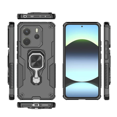 WANLONFENG For Xiaomi Redmi Note 14 4G (163.25mm) Phone Case  PC TPU Back Cover Kickstand with Tempered Glass