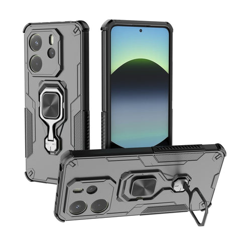 WANLONFENG For Xiaomi Redmi Note 14 4G (163.25mm) Phone Case  PC TPU Back Cover Kickstand with Tempered Glass