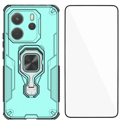 WANLONFENG For Xiaomi Redmi Note 14 4G (163.25mm) Phone Case  PC TPU Back Cover Kickstand with Tempered Glass