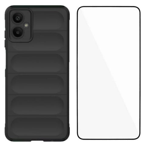WANLONFENG For Samsung Galaxy A06 5G TPU Case  HD Series Anti Slip Phone Cover with Tempered Glass