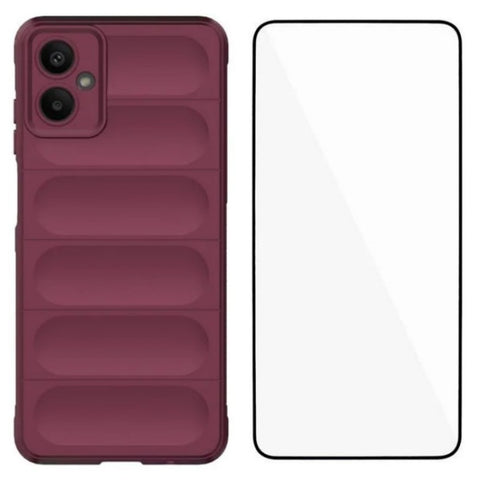 WANLONFENG For Samsung Galaxy A06 5G TPU Case  HD Series Anti Slip Phone Cover with Tempered Glass