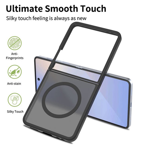For Samsung Galaxy Z Flip7 5G Magnetic Case TPU Frame Acrylic Back Phone Cover Skin Touch