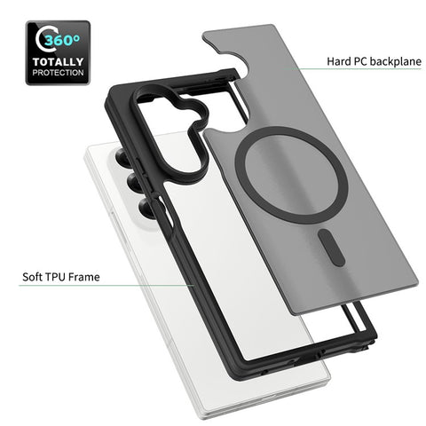 For Samsung Galaxy Z Fold7 5G Magnetic Case TPU Frame Acrylic Back Phone Cover Skin Touch
