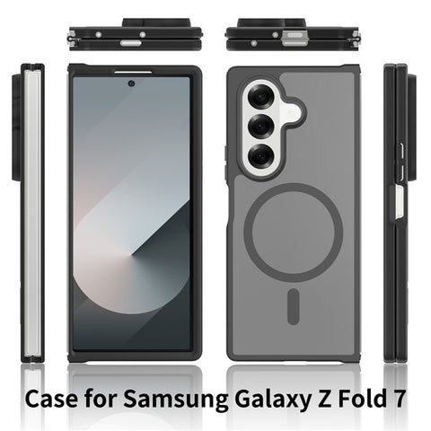 For Samsung Galaxy Z Fold7 5G Magnetic Case TPU Frame Acrylic Back Phone Cover Skin Touch