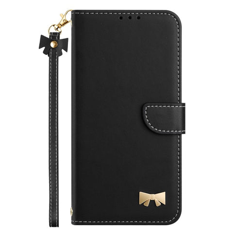 For Xiaomi Redmi Note 14 4G (163.25mm) Case Bowknot Decor Wallet Leather Phone Cover with Wrist Strap