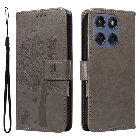 For Motorola Edge 60 Fusion 5G / Motorola Edge 60 5G / Motorola Edge (2025) 5G / Motorola Edge 60 Pro 5G Phone Case with Stand Cat Tree Pattern Leather Wallet Mobile Cover