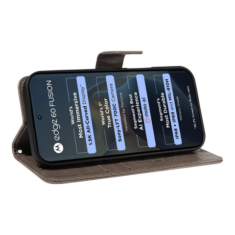 For Motorola Edge 60 Fusion 5G / Motorola Edge 60 5G / Motorola Edge (2025) 5G / Motorola Edge 60 Pro 5G Phone Case with Stand Cat Tree Pattern Leather Wallet Mobile Cover