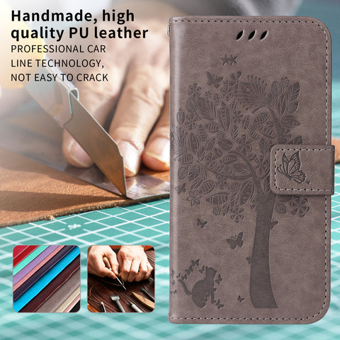 For Motorola Edge 60 Fusion 5G / Motorola Edge 60 5G / Motorola Edge (2025) 5G / Motorola Edge 60 Pro 5G Phone Case with Stand Cat Tree Pattern Leather Wallet Mobile Cover