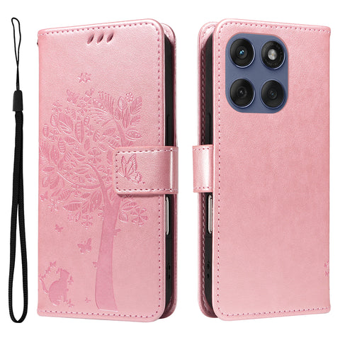 For Motorola Edge 60 Fusion 5G / Motorola Edge 60 5G / Motorola Edge (2025) 5G / Motorola Edge 60 Pro 5G Phone Case with Stand Cat Tree Pattern Leather Wallet Mobile Cover