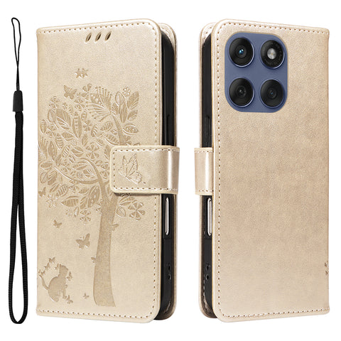 For Motorola Edge 60 Fusion 5G / Motorola Edge 60 5G / Motorola Edge (2025) 5G / Motorola Edge 60 Pro 5G Phone Case with Stand Cat Tree Pattern Leather Wallet Mobile Cover