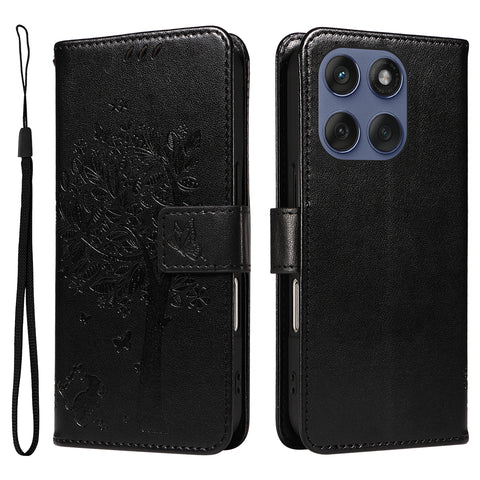 For Motorola Edge 60 Fusion 5G / Motorola Edge 60 5G / Motorola Edge (2025) 5G / Motorola Edge 60 Pro 5G Phone Case with Stand Cat Tree Pattern Leather Wallet Mobile Cover
