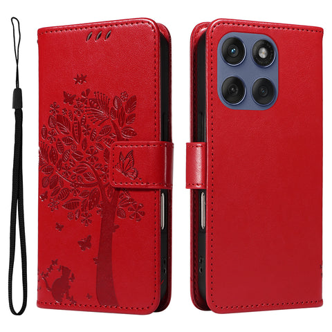 For Motorola Edge 60 Fusion 5G / Motorola Edge 60 5G / Motorola Edge (2025) 5G / Motorola Edge 60 Pro 5G Phone Case with Stand Cat Tree Pattern Leather Wallet Mobile Cover