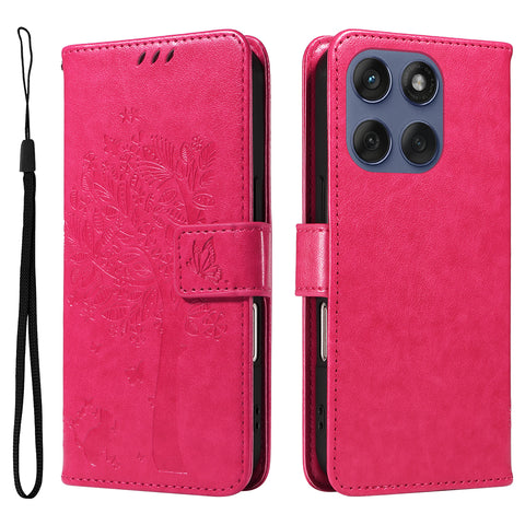 For Motorola Edge 60 Fusion 5G / Motorola Edge 60 5G / Motorola Edge (2025) 5G / Motorola Edge 60 Pro 5G Phone Case with Stand Cat Tree Pattern Leather Wallet Mobile Cover