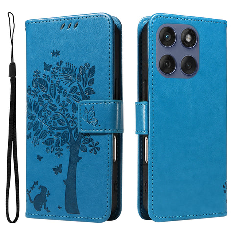 For Motorola Edge 60 Fusion 5G / Motorola Edge 60 5G / Motorola Edge (2025) 5G / Motorola Edge 60 Pro 5G Phone Case with Stand Cat Tree Pattern Leather Wallet Mobile Cover