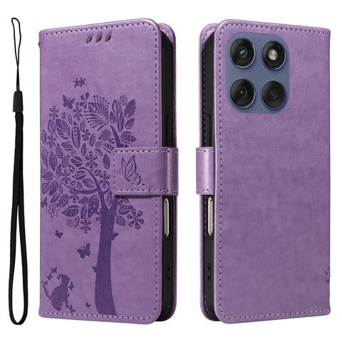 For Motorola Edge 60 Fusion 5G / Motorola Edge 60 5G / Motorola Edge (2025) 5G / Motorola Edge 60 Pro 5G Phone Case with Stand Cat Tree Pattern Leather Wallet Mobile Cover
