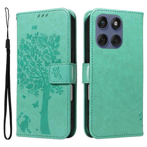 For Motorola Edge 60 Fusion 5G / Motorola Edge 60 5G / Motorola Edge (2025) 5G / Motorola Edge 60 Pro 5G Phone Case with Stand Cat Tree Pattern Leather Wallet Mobile Cover
