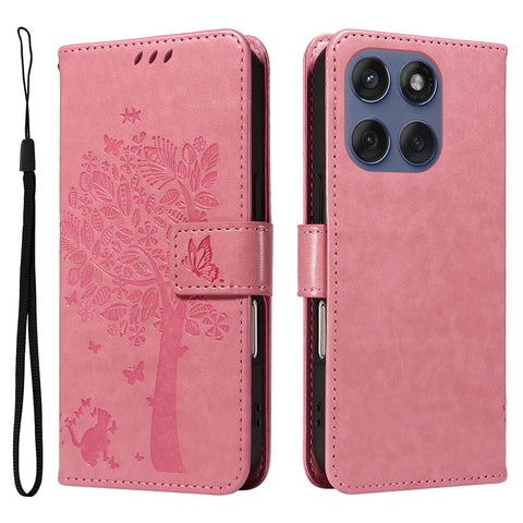 For Motorola Edge 60 Fusion 5G / Motorola Edge 60 5G / Motorola Edge (2025) 5G / Motorola Edge 60 Pro 5G Phone Case with Stand Cat Tree Pattern Leather Wallet Mobile Cover