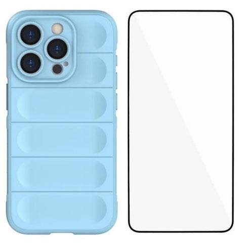 WANLONFENG For iPhone 12 Pro 6.1 inch TPU Case  HD Series Anti Slip Phone Cover with Tempered Glass