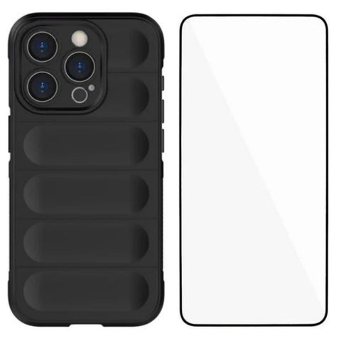 WANLONFENG For iPhone 12 Pro Max 6.7 inch TPU Case  HD Series Anti Slip Phone Cover with Tempered Glass