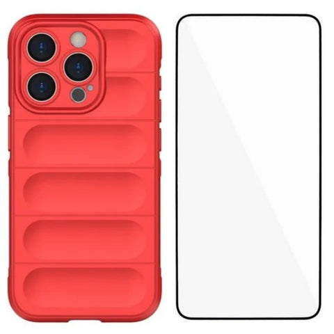 WANLONFENG For iPhone 12 Pro Max 6.7 inch TPU Case  HD Series Anti Slip Phone Cover with Tempered Glass