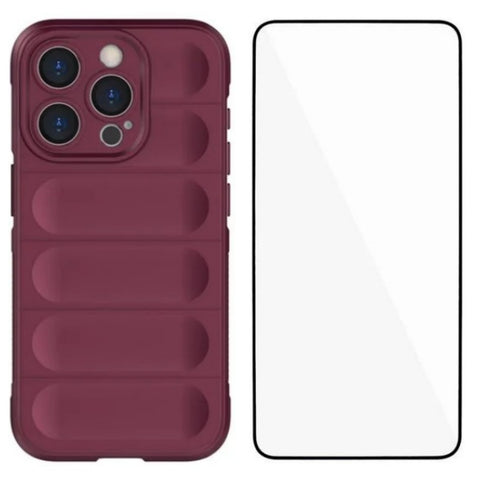 WANLONFENG For iPhone 12 Pro Max 6.7 inch TPU Case  HD Series Anti Slip Phone Cover with Tempered Glass