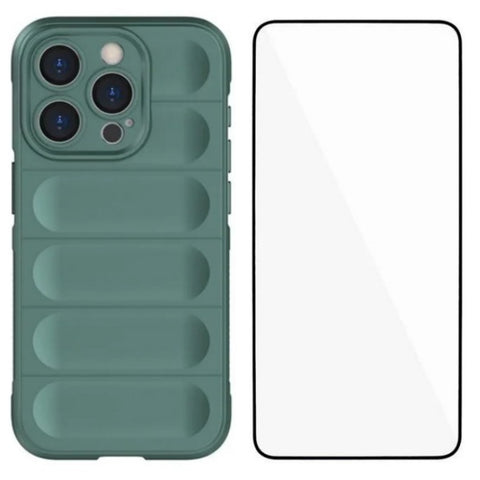 WANLONFENG For iPhone 12 Pro Max 6.7 inch TPU Case  HD Series Anti Slip Phone Cover with Tempered Glass