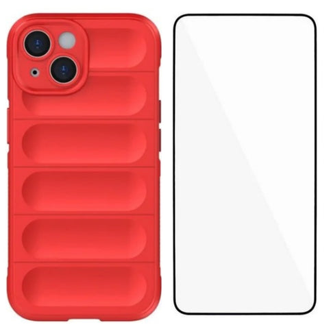 WANLONFENG For iPhone 14 Plus TPU Case  HD Series Anti Slip Phone Cover with Tempered Glass