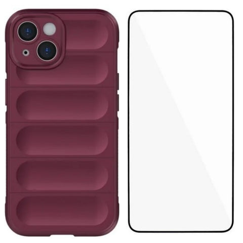 WANLONFENG For iPhone 14 Plus TPU Case  HD Series Anti Slip Phone Cover with Tempered Glass