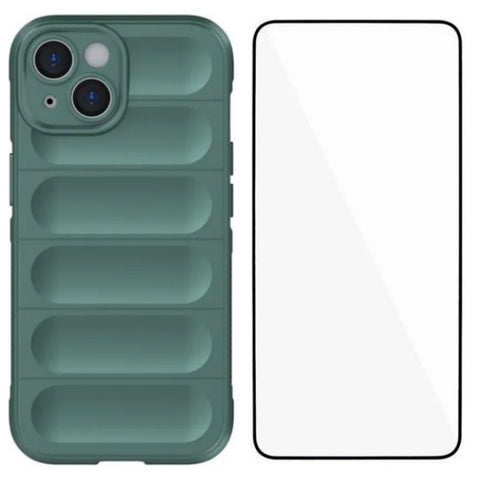 WANLONFENG For iPhone 14 Plus TPU Case  HD Series Anti Slip Phone Cover with Tempered Glass