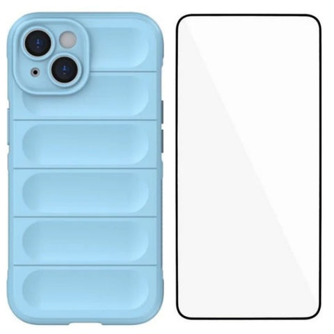 WANLONFENG For iPhone 14 Plus TPU Case  HD Series Anti Slip Phone Cover with Tempered Glass
