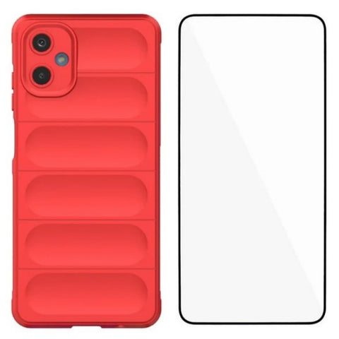 WANLONFENG For Samsung Galaxy M06 5G / Galaxy F06 5G TPU Case  HD Series Anti Slip Phone Cover with Tempered Glass