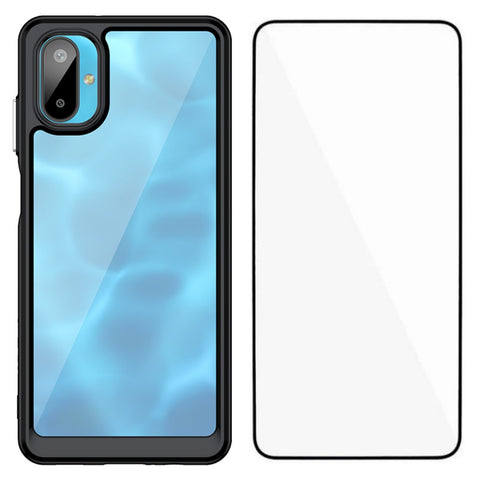 WANLONFENG For Samsung Galaxy M06 5G Phone Case  XC Series TPU Acrylic Cover with Tempered Glass (Big Lens Hole)