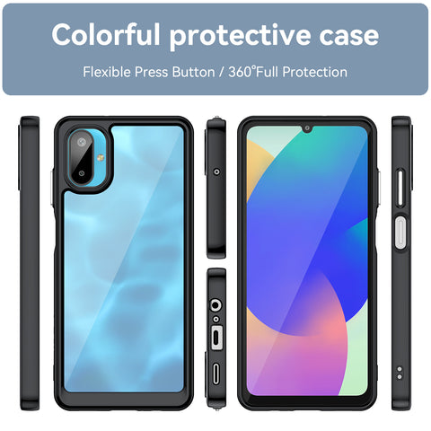 WANLONFENG For Samsung Galaxy M06 5G Phone Case  XC Series TPU Acrylic Cover with Tempered Glass (Big Lens Hole)