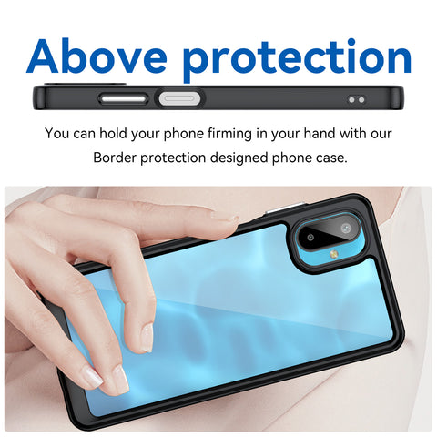 WANLONFENG For Samsung Galaxy M06 5G Phone Case  XC Series TPU Acrylic Cover with Tempered Glass (Big Lens Hole)