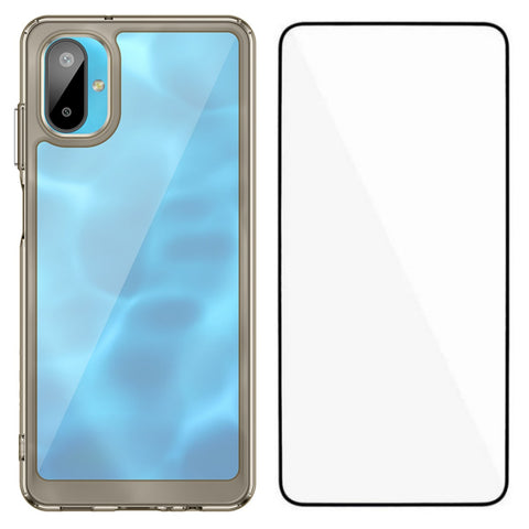 WANLONFENG For Samsung Galaxy M06 5G Phone Case  XC Series TPU Acrylic Cover with Tempered Glass (Big Lens Hole)