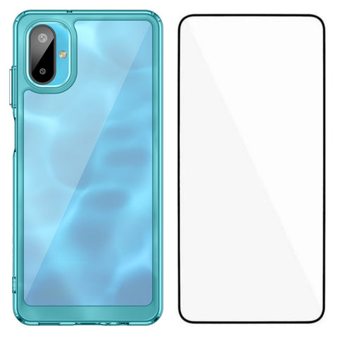 WANLONFENG For Samsung Galaxy M06 5G Phone Case  XC Series TPU Acrylic Cover with Tempered Glass (Big Lens Hole)