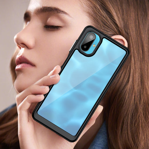 WANLONFENG For Samsung Galaxy F06 5G Phone Case  XC Series TPU Acrylic Cover with Tempered Glass (Big Lens Hole)