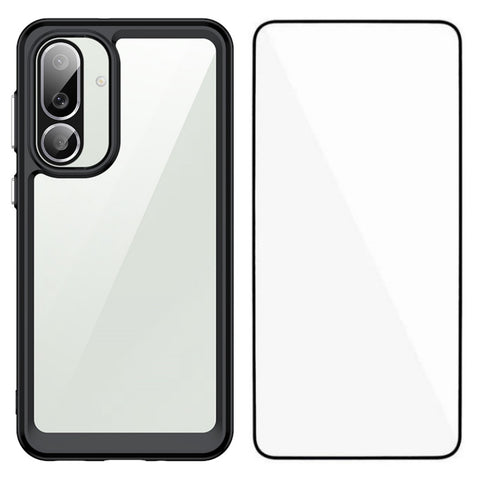 WANLONFENG For Samsung Galaxy F56 5G Phone Case  XC Series TPU Acrylic Cover with Tempered Glass (Big Lens Hole)