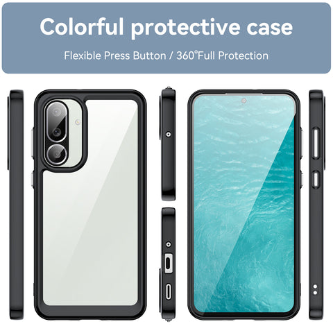 WANLONFENG For Samsung Galaxy F56 5G Phone Case  XC Series TPU Acrylic Cover with Tempered Glass (Big Lens Hole)