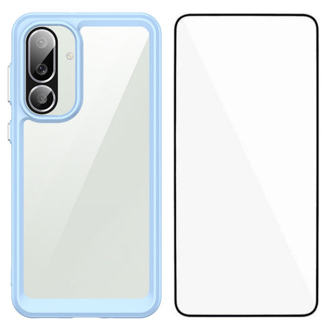 WANLONFENG For Samsung Galaxy F56 5G Phone Case  XC Series TPU Acrylic Cover with Tempered Glass (Big Lens Hole)