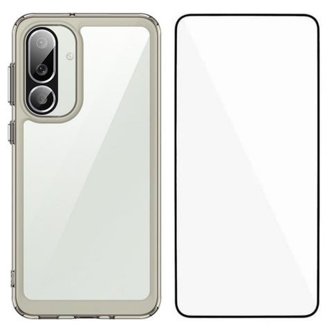 WANLONFENG For Samsung Galaxy F56 5G Phone Case  XC Series TPU Acrylic Cover with Tempered Glass (Big Lens Hole)