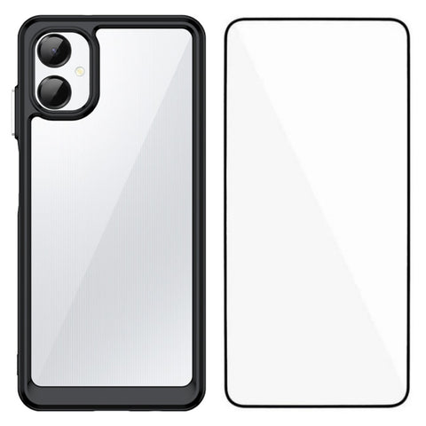 WANLONFENG For Samsung Galaxy A06 5G Phone Case  XC Series TPU Acrylic Cover with Tempered Glass (Big Lens Hole)
