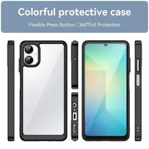 WANLONFENG For Samsung Galaxy A06 5G Phone Case  XC Series TPU Acrylic Cover with Tempered Glass (Big Lens Hole)