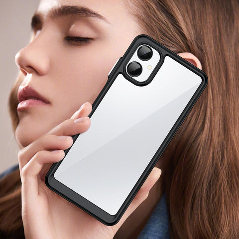 WANLONFENG For Samsung Galaxy A06 5G Phone Case  XC Series TPU Acrylic Cover with Tempered Glass (Big Lens Hole)