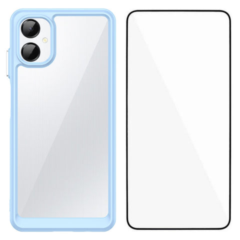 WANLONFENG For Samsung Galaxy A06 5G Phone Case  XC Series TPU Acrylic Cover with Tempered Glass (Big Lens Hole)